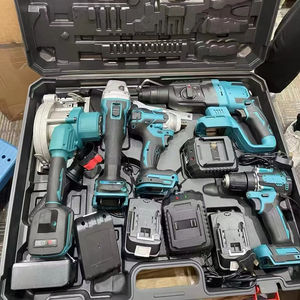 مجموعة أدوات صناعية لاسلكية 5 في 1 بقوة 21 فولت تشمل مفك ومثقاب وجلاخة زاوية من الفولاذ المقاوم للصدأ بعزم دوران أقصى 200 نيوتن متر مع ضمان لمدة سنة - Product Image 1