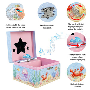 Boîte à musique océanique à colorier soi-même - Créez votre propre boîte à musique avec un dauphin rotatif, activité artistique, cadeau pour enfants, filles <span class=keywords><strong>et</strong></span> garçons - Product Image 5
