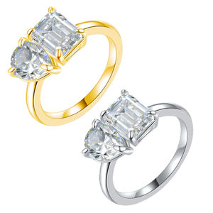 4CTカット梨型S925スターリングシルバー高級モアッサナイトリングエメラルドダイヤモンドカップルモアッサナイトリング - Product Image 4