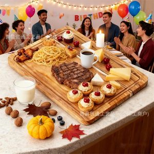 Wooden Square Serving <b>Tray</b> For Steaks <b>Snacks</b> Party Platter Durable Residential Use - Product Image 1