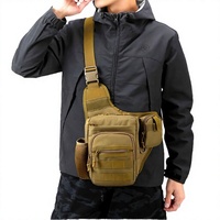Sac de poitrine tactique respirant en Oxford 1000D imperméable avec système Molle, multi-poches, porte-bouteille d'eau 10L, en polyester, pour la randonnée et le camping