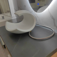 Lavabo en forme de C, utilisé pour les soins médicaux, lavabo de salle de bain, plateau de vanité en pierre de marbre, lavabo en ciment