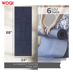 Esterilla de yoga Woqi de 6 mm de grosor, color azul marino, antideslizante, de EVA, para ejercicios en casa y moldeamiento corporal. - Product Image 3