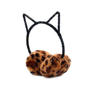 素敵なヒョウ柄の暖かいイヤーマフ、フェイクファーの暖かいイヤーマフ、カスタムロゴ入り冬用イヤーマフ - Product Image 3