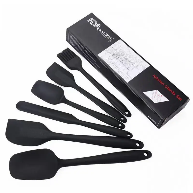 6pcs Silicone Spatula Set Easy to Clean Kitchen Rubber Spatula For Cooking Baking Mixing Dishwasher Safe Baking Utensil sets