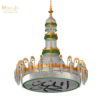Lustre en acier inoxydable décoré de cristaux dorés pour villa ou mosquée kazakh, luminaires suspendus élégants pour la décoration intérieure