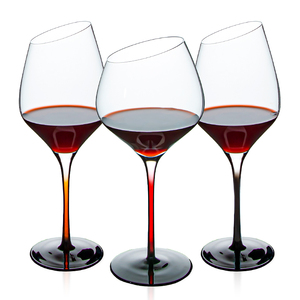 Verres à <span class=keywords><strong>vin</strong></span> à pied dégradés à la mode, faits à la main, avec bord incliné coloré, gobelets à <span class=keywords><strong>vin</strong></span> rouge - Product Image 1