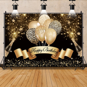 Rosa negro <span class=keywords><strong>cumpleaños</strong></span> decoraciones Feliz <span class=keywords><strong>cumpleaños</strong></span> telón <span class=keywords><strong>de</strong></span> fondo Banner champán globos <span class=keywords><strong>de</strong></span> cristal fotomatón fondo <span class=keywords><strong>para</strong></span> <span class=keywords><strong>mujer</strong></span> - Product Image 2