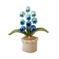 Plante en pot de lys du val de la vallée au crochet, fleurs artificielles en laine faites à la main, dégradé floral, décoration pour mariage, cadeaux de fête des mères