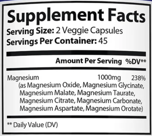 مكمل غذائي من المغنيسيوم جليسينات 1000 ملغ، كبسولات مغنيسيوم مالات وسترات للعظام والعضلات، توصيل سريع من مصنع معتمد - Product Image 2