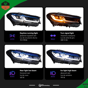 Phare Laser pour <span class=keywords><strong>BMW</strong></span> Série 5 G30 F90, mise à niveau LCI, avec sourcil bleu/noir, DRL bicolore jaune/blanc, et éclairage avant à commutation jaune/blanc - Product Image 4