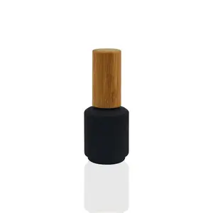 Матовое стекло, оптовая продажа, черная Красивая Роскошная бамбуковая бутылка для лака для ногтей 15 мл с кисточкой, флакон для гель-лака