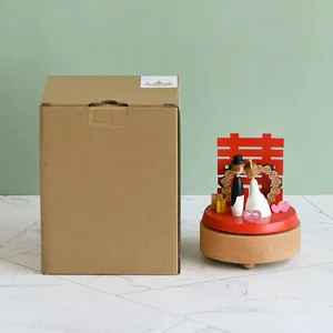 Caja de música de madera con mecanismo de relojería para niños y niñas, caja de música con recuerdos de amor para el Día de San Valentín