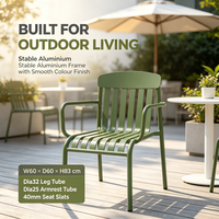 Fauteuil à lattes en aluminium, structure entièrement en aluminium thermolaqué, chaise de jardin, de terrasse ou de bistrot empilable pour l'extérieur
