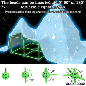 Kit de construction de tente pour enfants, jouets en plastique lumineux à assembler soi-même, avec perles à insérer - Product Image 3