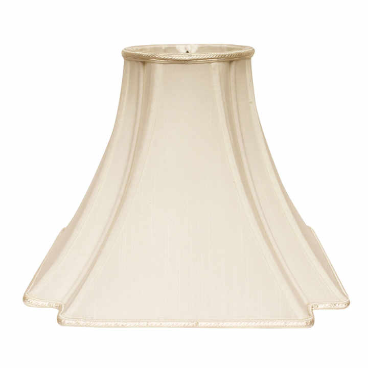 HMS 16\" Ivory Slanted Notch Square Shantung Lampshade Modern Antiqued Indoor Linen and Plastic Light Cover Square Line Shape