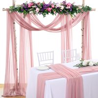 Voilages en mousseline rose poudré pour arche de mariage, rideau en tissu transparent pour toile de fond de mariage, chemin de table, décoration d'événements et de fêtes