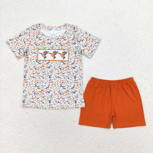 Vêtements d'été pour bébés garçons et filles, tenues d'été pour tout-petits, broderie de canard mallard, short à manches courtes, 2 pièces, vêtements de boutique pour enfants - Product Image 2
