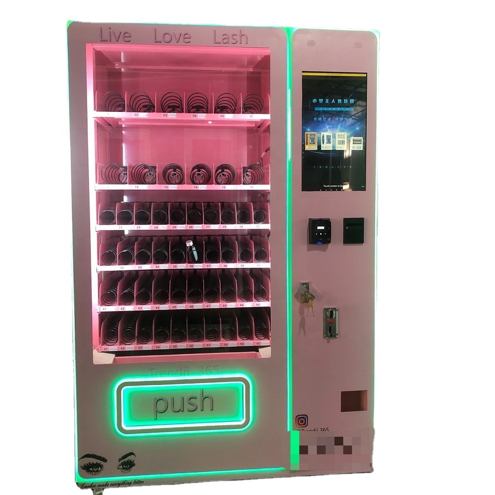 2021 Vending Machine Private Brand Custom Logo Eyelash Brush 49 Inches Screen Cosmetics Vending Machine Video Booth