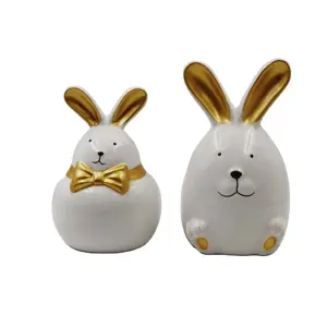 Caja de huevos de cerámica de conejo blanco esmaltado, Logo personalizado, Pascuas