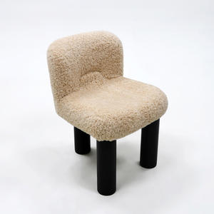 Fauteuil de salon nordique en tissu bouclé, design de luxe léger, chaise de salle à manger, fauteuil simple en laine pour chambre à coucher - Product Image 1