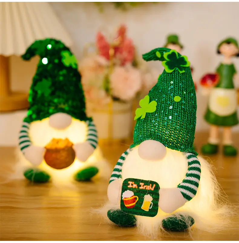 Kustom St. Saint Patrick Patrick'S Festival Hari Shamrocks dekorasi pesta mainan lampu LED untuk dekorasi rumah St Patrick
