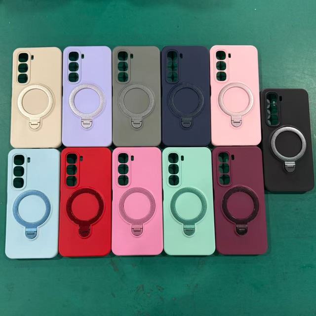 BAILI Factory Popular Liquid Silicone Macaron Texture Finger Ring Holder Smart Phone Cases for Samsung S22/S23/S24/26 Plus/A57