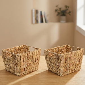 Natural Wicker Storage Baskets Rectangle With Handles Rustic Multi <strong>Purpose</strong> Neatening <strong>Container</strong> - Product Image 3