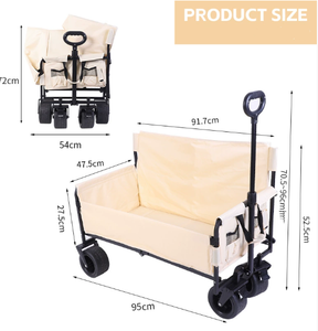 Chariot tout-terrain robuste en acier inoxydable, pliable, avec siège de camping, chariot utilitaire pour pique-niques en plein air, plages - Product Image 4