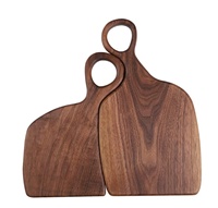 Ensemble de planches à découper en bois de noyer, avec poignée annulaire, plateau de service irrégulier pour charcuterie, plateau alimentaire esthétique de forme organique