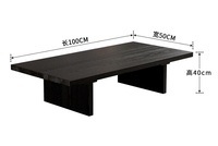 Table basse en bois massif noir de style mid-century, table à thé longue de luxe vintage pour séjour, tatami, petit espace, salon
