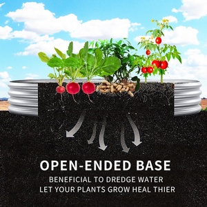 Fioriere da <span class=keywords><strong>Giardino</strong></span> <span class=keywords><strong>Ovali</strong></span> in Acciaio Zincato per Ortaggi e Fiori, Vasi Rialzati in Metallo per Esterni - Product Image 2
