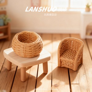 แลนซัวโต๊ะหวายจิ๋วพร้อมฝาปิดสำหรับตกแต่งบ้านตุ๊กตา 3D จำลองพลาสติกเรซิ่นงานฝีมือของเล่นรุ่น - Product Image 4