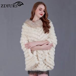 Zdfurs ผ้าคลุมไหล่ขนสัตว์กระต่ายแท้แฟชั่นใหม่สำหรับฤดูหนาว - Product Image 3