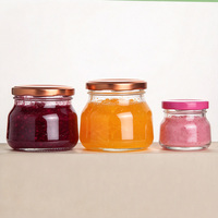 Bocaux en verre transparent multi-tailles avec couvercles à vis en métal, contenants de stockage alimentaire pour miel, yaourt, gelée, emballage pour nid d'oiseau
