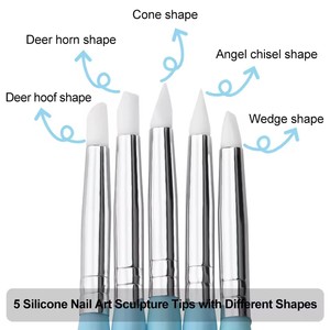 Stylo à double embout en silicone et acier inoxydable pour nail art professionnel, outil de modelage DIY pour la décoration des ongles - Product Image 4