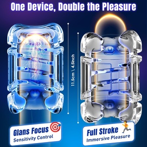 Jouets pour adultes Pocket Pussy avec longueur de poussée réglable de 7,8 pouces et 9 vitesses, masturbateur masculin avec écran LCD et 2 manchons - Product Image 6