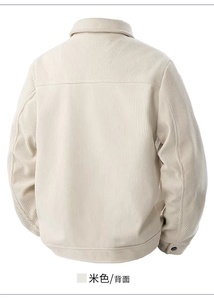 Automne/hiver hommes coton velours côtelé veste col cisaillé à manches longues bouton poche décontracté mode extérieur Street Wear enduit - Product Image 2