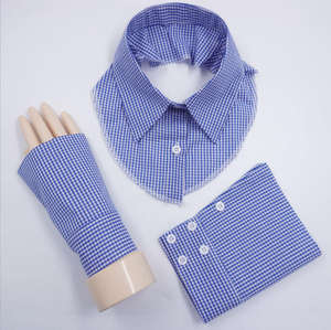 เสื้อคอปกและปลายแขนเสื้อแบบถอดได้ 2-in-1 ลายทางสีฟ้าขาว ผ้าฝ้าย สำหรับผู้หญิง ขายดีปี 2026 คอปลอม/ปลอกแขนปลอม สำหรับเสื้อสเวตเตอร์ ขายส่ง - Product Image 3