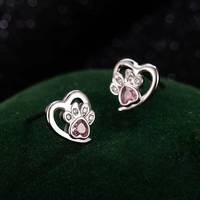 Nouvelles boucles d'oreilles pour femmes, style coréen, motif cœur mignon de chiot, simples et élégantes, en forme de patte de chat