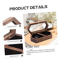 Boîte à bagues double compartiment en noyer noir avec couvercle rabattable et miroir, boîte à bijoux en bois massif, boîte de rangement pour alliances, boîte pour bague de fiançailles