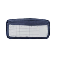 Estuche Escolar Personalizado Azul Marino de Gran Capacidad con Doble Cierre, Multifuncional, para Niños, Hecho de Tela de Poliéster