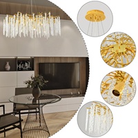 Lustre carré LED détachable en aluminium moulé sous pression à faible coût de transport, idéal pour salon, salle à manger, îlot, avec cristaux