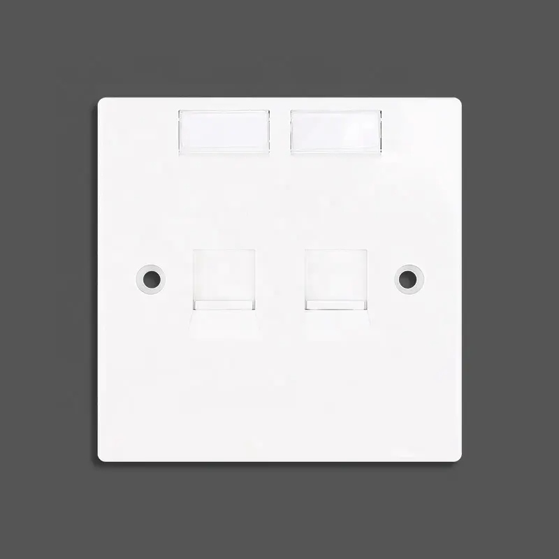 86 Type Faceplate Double Port Network Wall Plate with Shutter