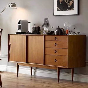 Aparador Vintage de Madera Maciza con 2 Compartimentos, Mueble de Almacenamiento para Sala de Estar - Product Image 4