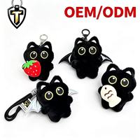 Porte-clés Noir Amusant Chaton Diable Adorable, Pendentifs pour Fête et Halloween, Décoration de Sac, Cadeau pour Couple