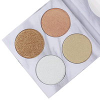 Poudre de surligneur pour le visage 4 couleurs à haute teneur en pigments Logo personnalisé Produit de maquillage à usage quotidien disponible avec marque privée sans étiquette
