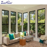 Fenêtre de maison de villa moderne cadre personnalisé couleur taille grand panneau d'angle en aluminium image fixe fenêtre en verre