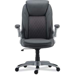 Silla Elevadora Alera LEITHEN de Cuero Sintético con Respaldo Medio, Soporta hasta 125 kg, Asiento/Respaldo Gris, Base Plateada, Fabricada con Madera Contrachapada, Espuma y Material PU - Product Image 2