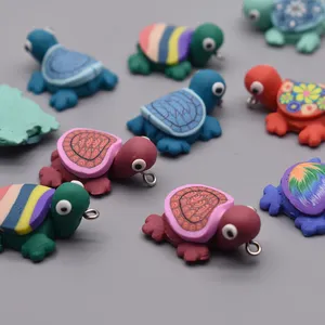 22x28mm Handmade Sea turtle Pendant Polymer Clay Sea Animal Charm Pendant For Jewelry Making DIY Art Decor Necklace Accessories